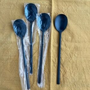 Long Handled Black Soup Spoon